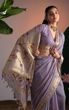 Soft Cotton Woven Paithani Minakari Saree Thread Nakshi Work in Soft Lavender and Multicolored