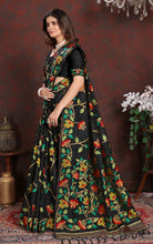 Tantuja Inspired Traditional Soft Jamdani Saree in Black, Golden and Multicolored Nakshi Thread Weave