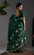 Back view of matching blouse design with coordinated woven detailing.