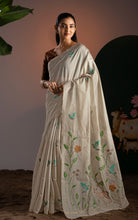 Cream Handwoven Soft Jamdani Saree – The Nature’s Symphony Collection (Earthy Amber Edition)