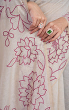 Floral Sketch Nakshi Woven Work Soft Jamdani Saree in Light Taupe and Wine