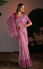 Soft Cotton Woven Jamdani Nakshi Thread Work Saree – Bush Pink and Deep Magenta