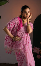 Soft Cotton Woven Jamdani Nakshi Thread Work Saree – Bush Pink and Deep Magenta