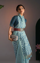 Soft Cotton Woven Jamdani Nakshi Thread Work Saree – Powder Blue and Dark Teal 