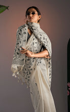 Soft Cotton Woven Jamdani Nakshi Thread Work Saree – Off White and Charcoal Grey