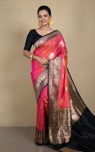 Premium Quality Tussar Banarasi Silk Saree in Dark Peach and Black