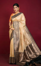Premium Tussar Banarasi Silk Saree in Beige and Black