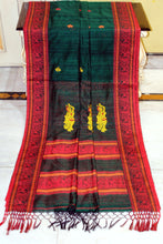 Premium Quality Double Warp Matka Tussar Baluchari Silk Saree in Bottle Green, Red, Yellow and Orange