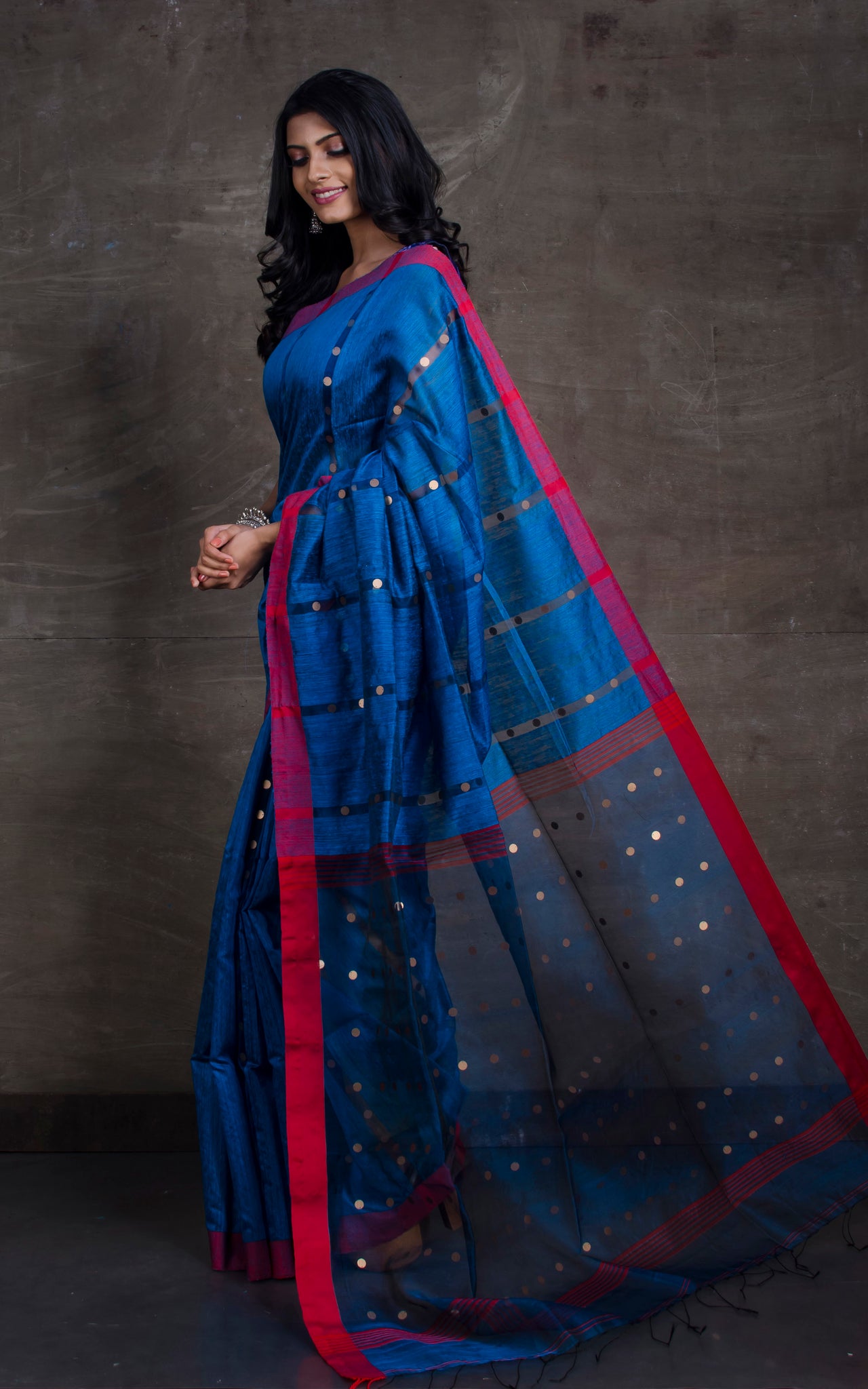 Cobalt Blue Organza Saree Enriched... - Paris De Boutique | Facebook