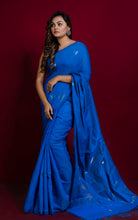 Premium Quality Kadiyal Dollar Butta Work Matka Tussar Saree in Lapis Blue, Gold and Silver