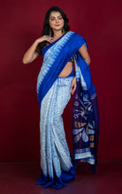 Tussar Shibori Matka Jamdani Saree in Off White, Royal Blue with Copper and Silver Zari Work (Copy)