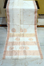 Premium Quality Pure Matka Silk Jamdani Saree in Creamy Off White and Copper Gold