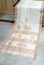 Premium Quality Pure Matka Silk Jamdani Saree in Creamy Off White and Copper Gold
