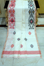 Premium Quality Woven Needle Karat Nakshi Work Pure Matka Silk Jamdani Saree in Off White, Red, Black and Antique Golden