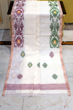 Premium Quality Woven Needle Karat Nakshi Work Pure Matka Silk Jamdani Saree in Off White, Burnt Maroon, Deep Green and Antique Golden