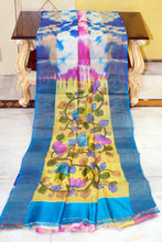 Shibori Kalamkari Soft Tussar Silk Saree with Matte finish Zari Border and in Off White, Tory Blue, Magenta and Multicolored
