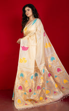 Premium Quality Tussar Valkalam Silk with Minakari Rich Pallu in Warm Beige, Multicolored and Natural Golden