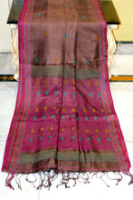 Premium Quality Tussar Silk Nakshi Work Saree in Otter Brown, Burnt Pink and Multicolored