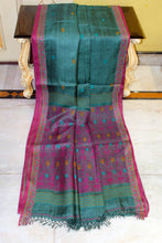 Premium Quality Tussar Silk Nakshi Work Saree in Jade Green, Burnt Pink and Multicolored 