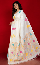 Premium Quality Tussar Valkalam Silk Saree with Minakari Rich Pallu – Off White