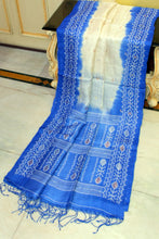 Premium Quality Color Dyed Tussar Silk Needle Karat Nakshi Work Saree in Cream, Sapphire Blue and Off White