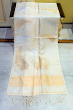 Handwoven Soft Pure Tussar Silk Saree with Silver & Golden Leaf Nakshi Work