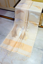 Handwoven Soft Pure Tussar Silk Saree with Silver & Golden Leaf Nakshi Work