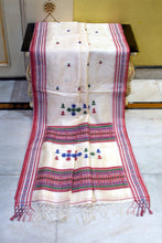 Premium Quality Multi Minakari Assamese Nakshi Motif Inspired Handwoven Work on Tussar Silk Saree in Off White, Red and Multicolored