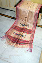 Premium Quality Multi Minakari Assamese Nakshi Motif Inspired Handwoven Work on Tussar Silk Saree in Warm Beige, Red and Multicolored