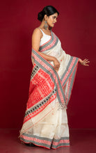 Premium Quality Tussar Silk Mahapar Nakshi Work Saree in Beige, Black and Off White