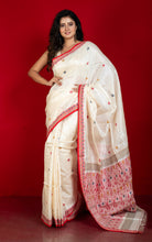 Premium Quality Tussar Silk Nakshi Work Saree in Off White, Red, Mustard and Navy Blue