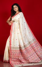 Premium Quality Tussar Silk Nakshi Work Saree in Off White, Red, Mustard and Navy Blue