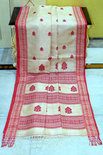 Premium Quality Assamese Nakshi Motif Inspired Handwoven Work on Tussar Silk Saree in Beige and Red