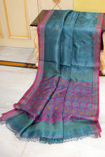 Premium Quality Tussar Silk Nakshi Work Saree in Bluemine, Magenta, Mustard and Cerulean Blue