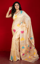 Premium Quality Tussar Valkalam Silk with Minakari Rich Pallu in Warm Beige, Multicolored and Natural Golden