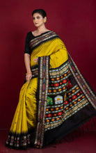 Dolabedi Tussar Silk Saree in Pineapple Yellow, Black and Multicolored Thread Work