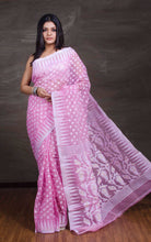 Traditional Soft Jamdani Saree in Baby Pink and White