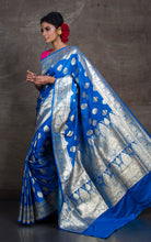 Semi Katan Nakshi Buti Banarasi Saree in Blue and Antique Silver