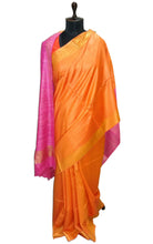 Soft Bhagalpuri Silk Saree with Gicha Tussar Pallu in Orange and Pink