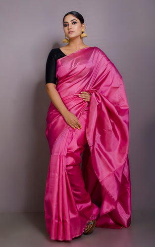 Soft Bishnupuri Katan Silk Saree in Matte Pink