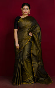 Soft Bishnupuri Katan Silk Saree in Dual Tone of Dark Snuff