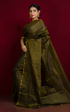 Soft Bishnupuri Katan Silk Saree in Dual Tone of Dark Snuff