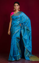 Soft Bishnupuri Katan Silk Saree in Dual Tone Cerulean Blue