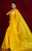 Soft Bishnupuri Katan Silk Saree in Bright Golden Yellow