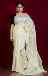 Soft Bishnupuri Katan Silk Saree in Chiffon White