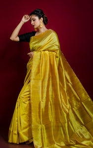 Soft Bishnupuri Katan Silk Saree in Golden Yellow