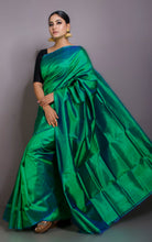Soft Bishnupuri Katan Silk Saree in Dual Tone Green