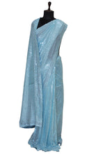 Designer Italian Net with Sequin Woven Bollywood Sarees in Baby Blue