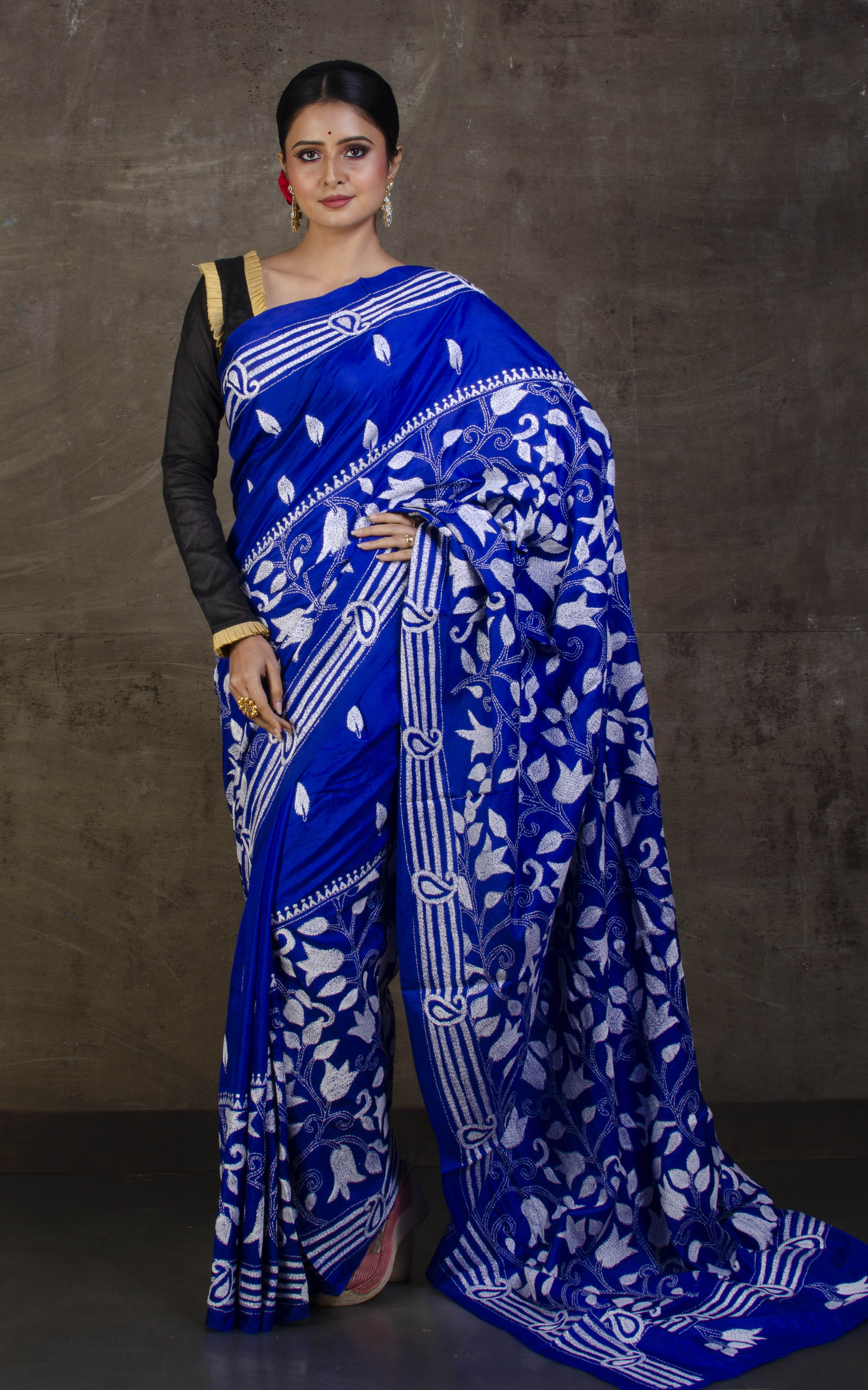 KORA TUSSAR SILK KANTHA STITCH SAREE – Balaram Saha