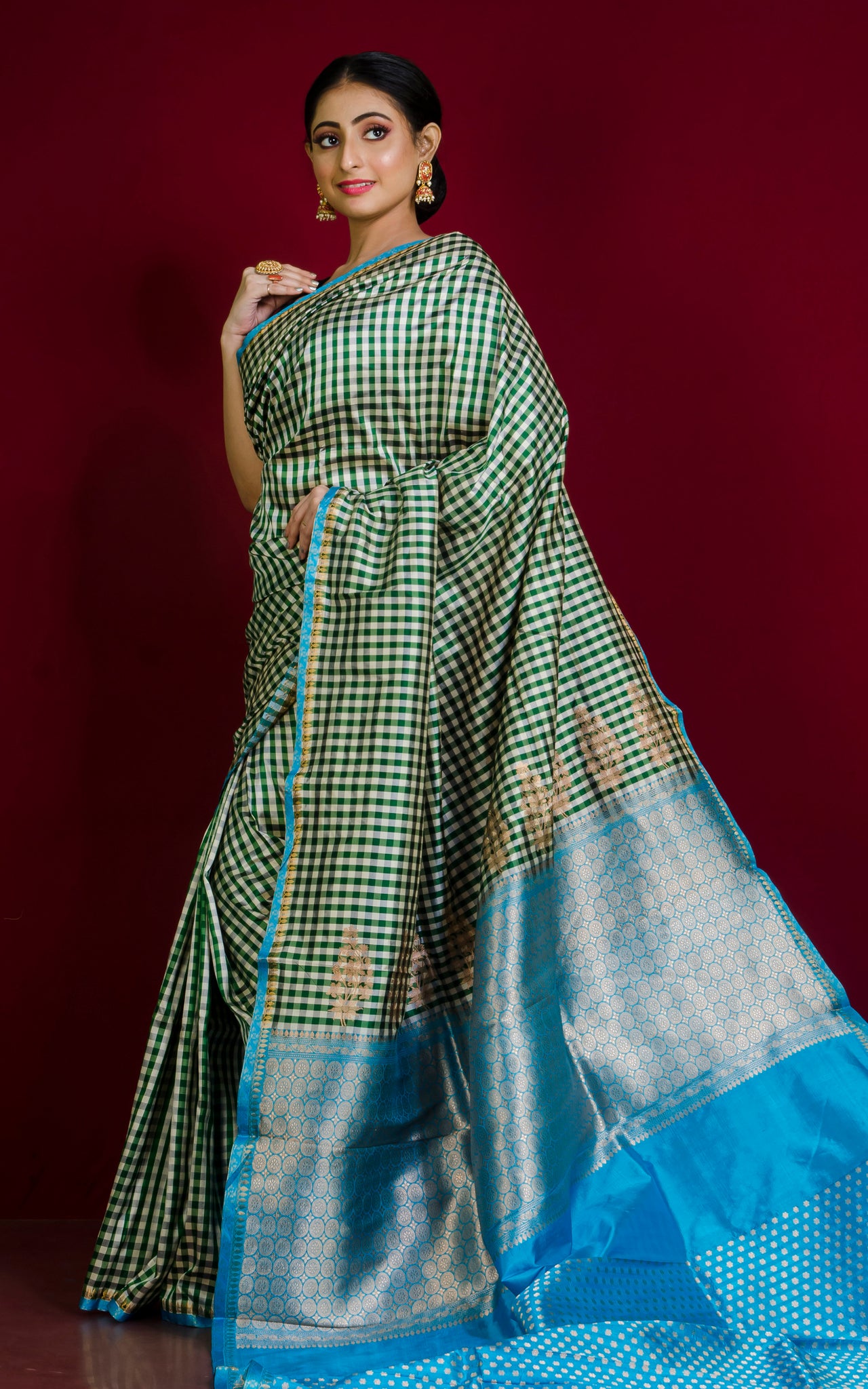 Elegant Soft Banarasi Silk Kalamkari Print Designer Party Wear Saree